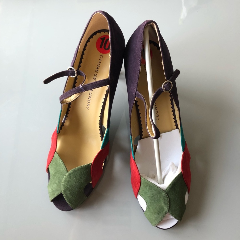 NEW Chinese Laundry multicolor suede heels